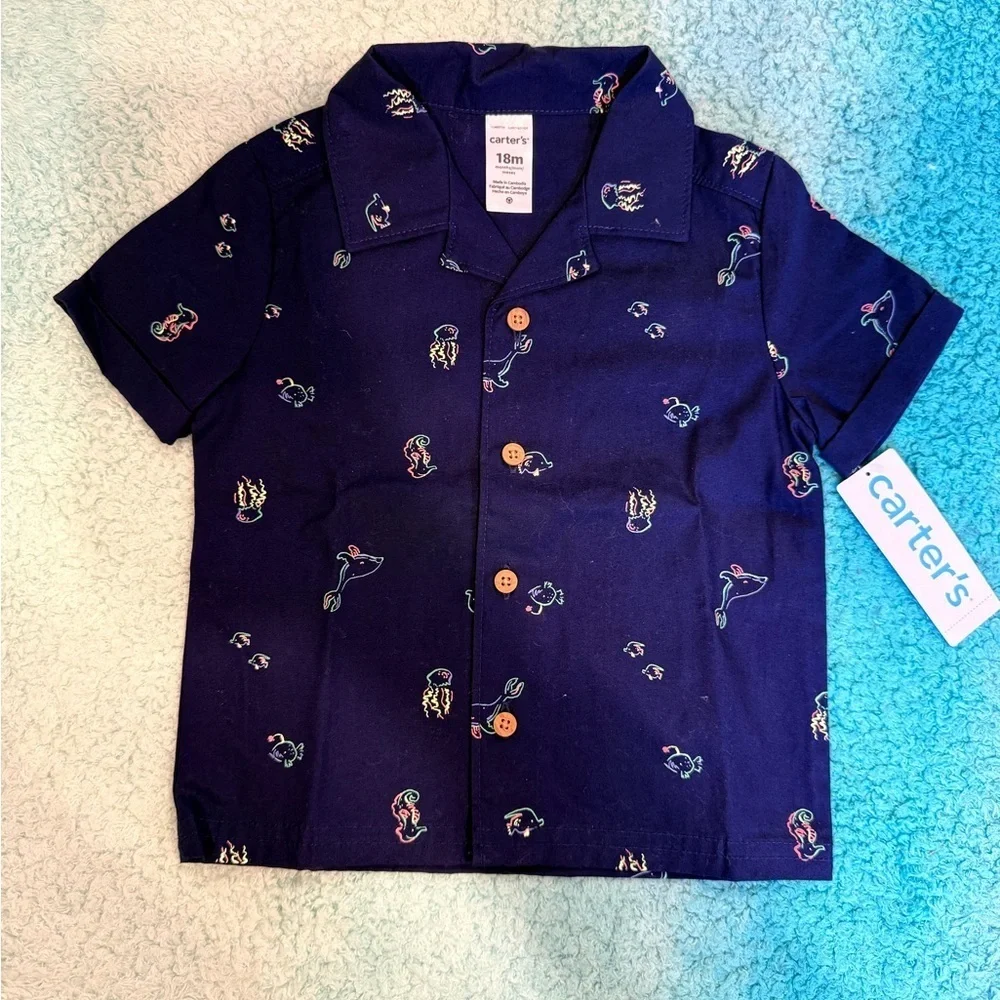 🔥NWT Carter's Navy Blue Kids Pajama Set Size 18 months🔥